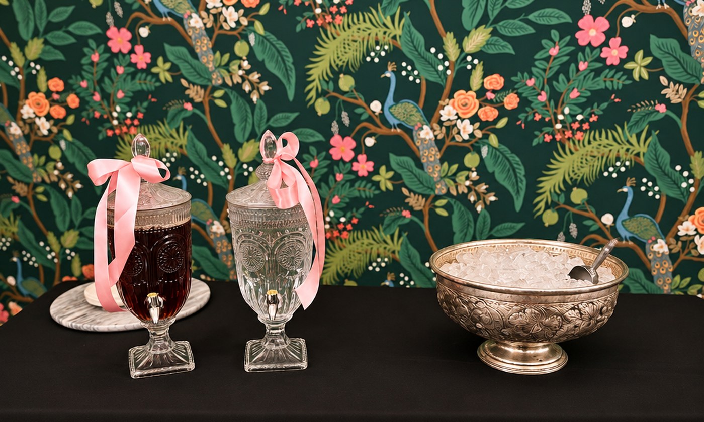 Punch bowls and pink ribbon