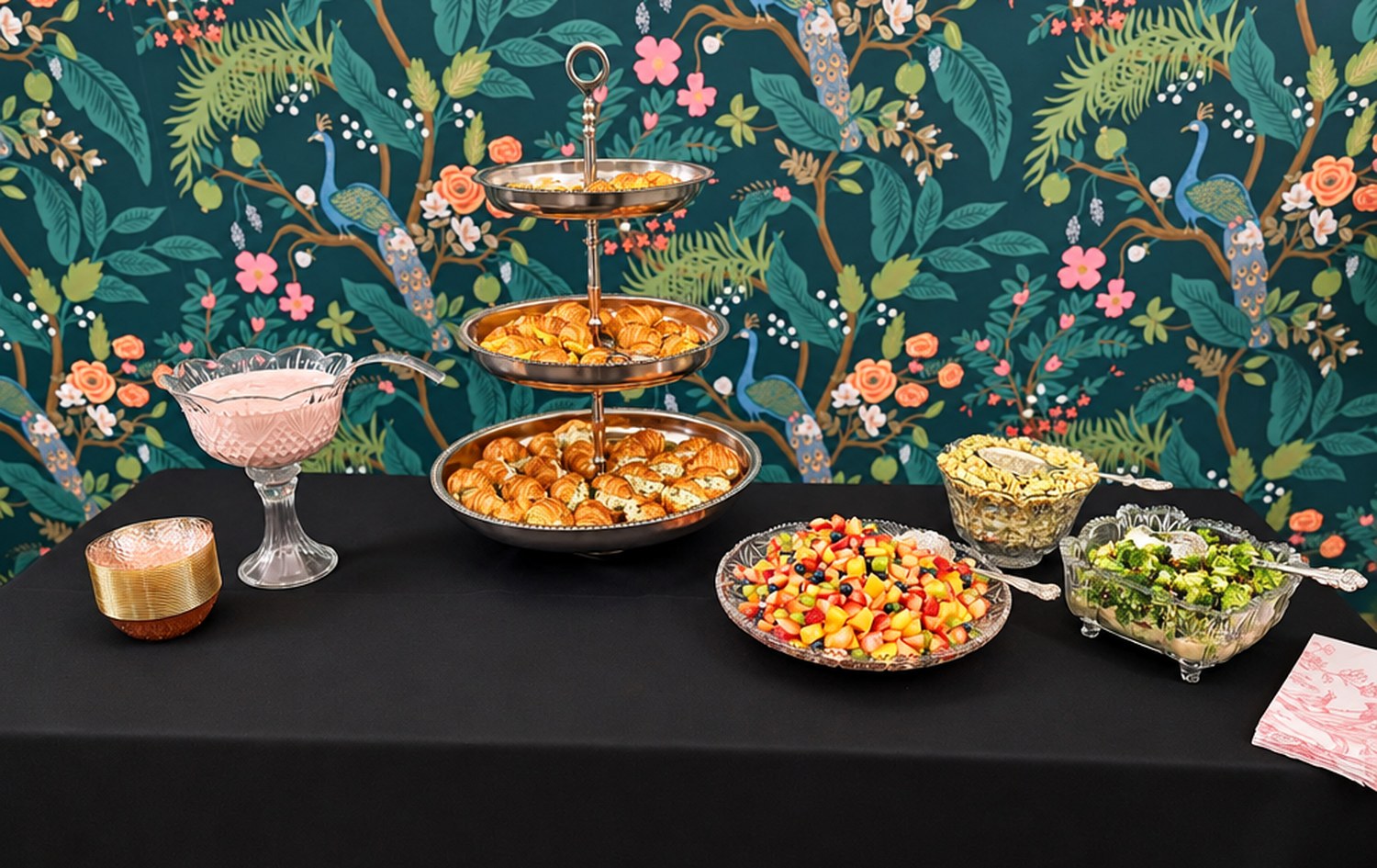 The tea room, set for a party
